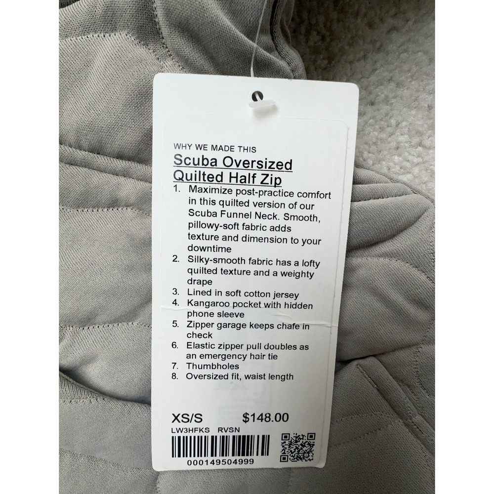 $148 NWT Lululemon Scuba Oversized Quilted Half Zip Jacket Sweatshirt Logo XS/S - Picture 7 of 7